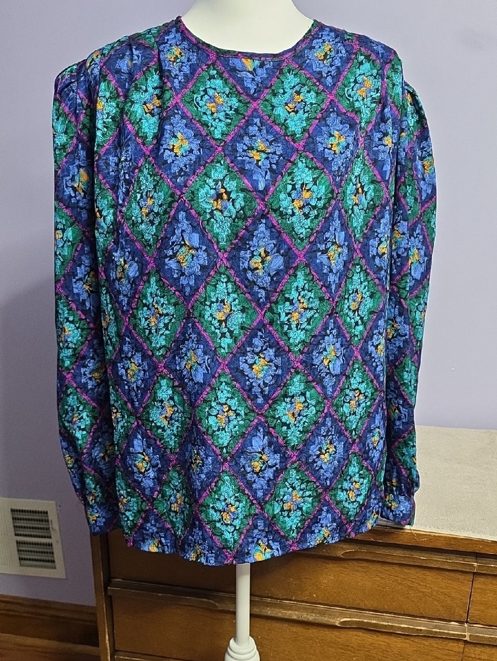 Lady Eva Laurel Floral Print Top - Blue, Green, Purple